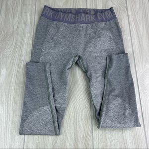Gym Shark Gray Butt Contouring Cropped  Athletic Leggings Lavender Waistband